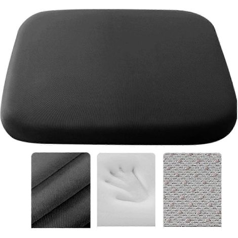 Coussin de chaise en mousse à mémoire de forme souple, antidérapant, pour chaises de bureau et véhicules, soulage la fatigue du bas du dos, bleu ciel (noir) (1/5)
