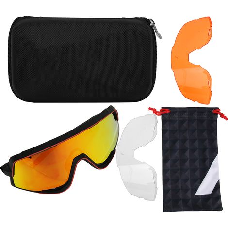Ortviai Lunettes de VTT et Cyclisme Outdoor – Monture Noire avec Verres Rouges Polariseés, Anti-UV 100 %, Lunettes de Protection (1/5)