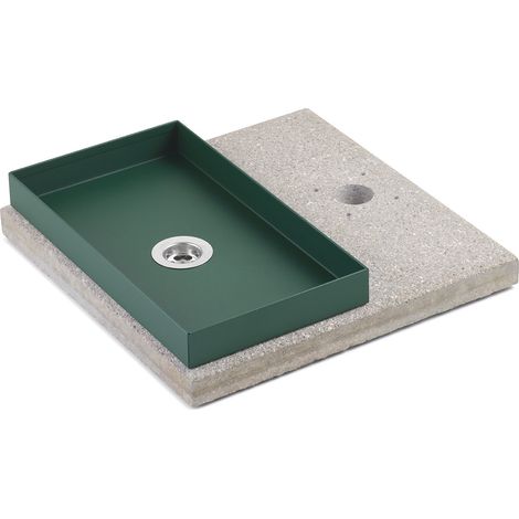 Base con Vaschetta per Fontane con Ghiera Piccola 40x40x5 cm in Cemento Belfer 42/BSE/6 Verde (1/5)
