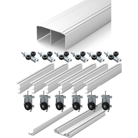 Kit pour porte coulissante 3 vantaux P100 - 2700 mm - blanc - SEED GAMMISTE