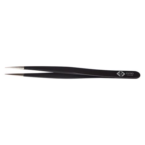 C.K T2379D pinza de punta fina ESD negra 120 mm precisión