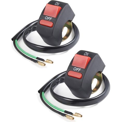 2PCS Bouton Poussoir Circuit Interrupteur Moto - Phare Marche/Arrêt pour Guidons de Scooters et Véhicules Tout-Terrain (1/5)