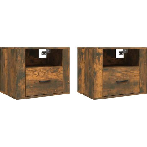 Maison Exclusive - Mesitas de noche de pared 2 uds roble ahumado (1/5)