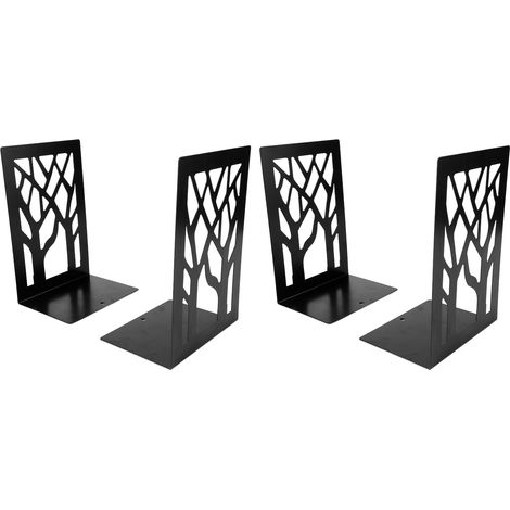 Set mit 4 Buchstützen aus Metall für Regale, dekorative Schreibtischstützen, einfache Stopper, platzsparend, schwarze Ausführung (1/5)