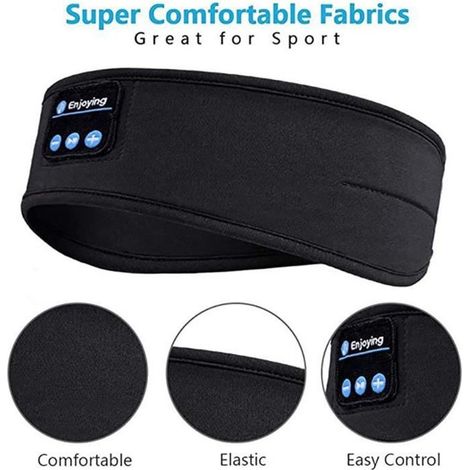 Casque de sommeil Bluetooth sans fil stéréo masque oculaire écouteurs écouteurs sommeil musique - noir (1/4)