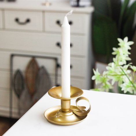 Support Pour Bougie Conique - Support Métallique Doré 7,5 x 6 x 10 cm - Décor Table Festif Mariage Noël Dîner Aux Chandelles - Lot de 1 (1/5)