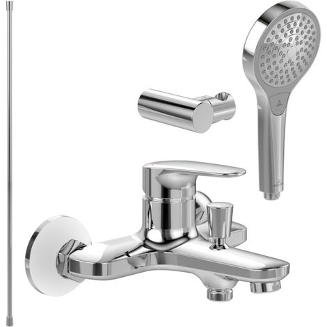 Pack mitigeur baignoire mécanique VILLEROY ET BOCH O novo Start Chrome avec ensemble