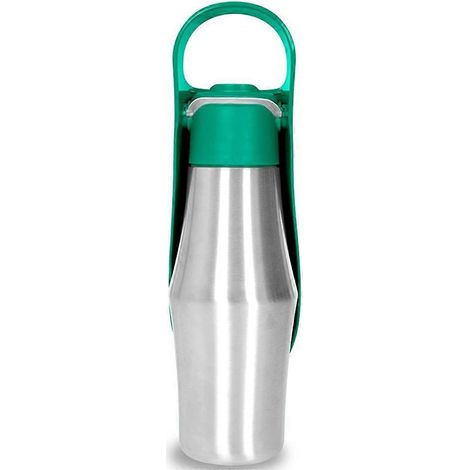 Edelstahl-Wasserflasche für Hunde, 2-in-1-Reisewasserspender, Wassernapf für Haustiere, ideal für Reisen, Ausflüge und Camping. (1/5)