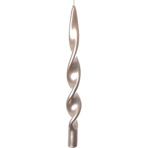 Candela Fiamma Lucida decorativa in cera color Champagne metallic da 29 cm