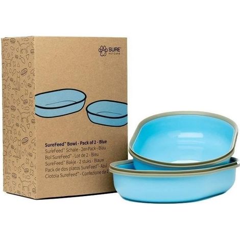 Cuenco simple SUREFLAP SureFeed azul para dispensador, set de 2 (1/2)