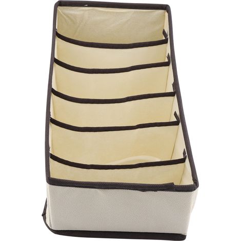 Boîte de rangement pliable et portable pour soutiens-gorge, sous-vêtements et chaussettes, séparateurs durables, organisateur de tiroir avec 6 compartiments. (1/5)