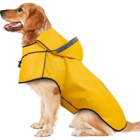 1 Manteau de pluie pour chien, imperméable, capuche réglable, bandes réfléchissantes, taille moyenne