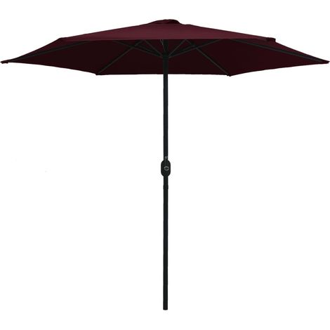 Parasol de jardin et mât en aluminium 270x246 cm rouge bordeaux