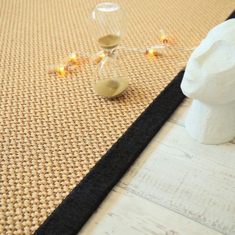 Tapis naturel en Sisal - Slow doré - Ganse chenille brun chiné - 200 x 200 cm (1/5)