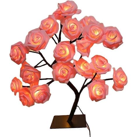 Lampe de table lumineuse en forme d'arbre à roses, alimentée par USB, pour la chambre, éclairage décoratif, cadeau idéal pour la Saint-Valentin (1/5)