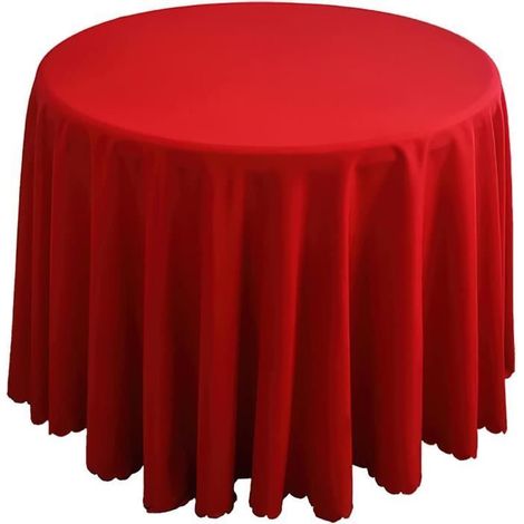 Nappe de Table Ronde - ZGEER - 160cm - Rouge - Lavable en Machine - Polyester Durable (1/4)