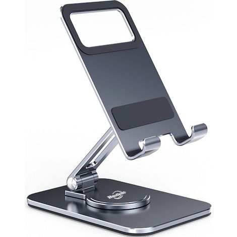 Handy- und Tablet-Halterung, Aluminiumlegierung, drehbar, 360° verstellbar, Grau (1/5)