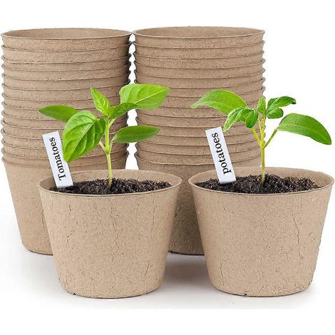 Peat pots 30 pièces 3 pouces Seed Starting pots rond Nursery pot plantes pots avec Bonus 20 plante Labels (1/5)