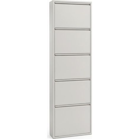 Scarpiera Slim In Metallo 5 Ante A Ribalta Ultra Sottile Salvaspazio Mobile Portascarpe Moderno Ingresso Camera Corridoio 172 x 50 x 15 Cm Colore Grigio (1/5)