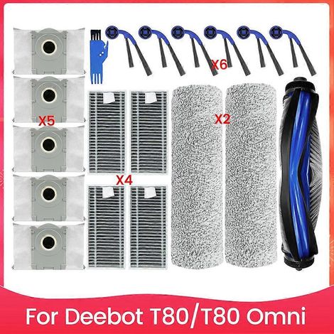 Kit d'accessoires pour aspirateur Ecovacs Deebot T80/T80 Omni : brosse principale, filtres HEPA, sacs à poussière, pièces de rechange (1/5)