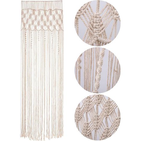 Makramee-Tapete, Bohemian-Dekor, handgewebter Wandteppich, Bohemian, Makramee, Vorhang, Hochzeitstür, Hintergrund, Fenstervorhänge, 203,2 cm (L) x 73,7 cm (B).
