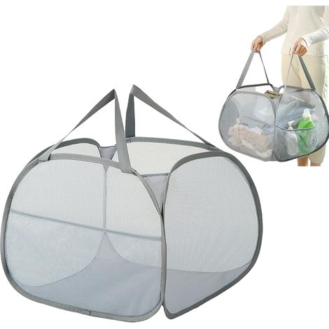 Sac à linge portable, organisateur de linge,Grand panier de lavage pliable, poubelle pour vêtements sales Panier de rangement épais pour vêtements, paniers de rangement multifonctionnels (1/5)