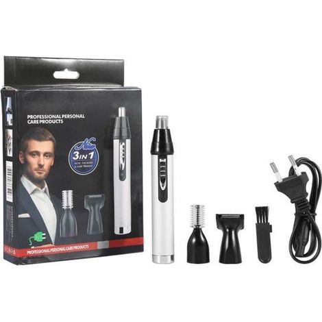 Tondeuse À Poils Du Nez - 3 En 1 Rechargeable - Pour Nez Oreilles Tempes Sourcils - ABS Acier Inoxydable - 13 X 2 Cm