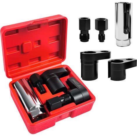 Lot de 5 clés pour sonde lambda et réparation de filetage 1/2" 3/8" Entraînement 7/8" 22 mm Clé à douille M12 M18 pour réparation automobile (1/5)