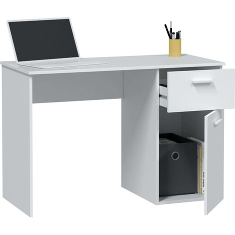 Bureau blanc 108x50x73 cm avec 1 tiroir et 1 porte – Only (1/10)