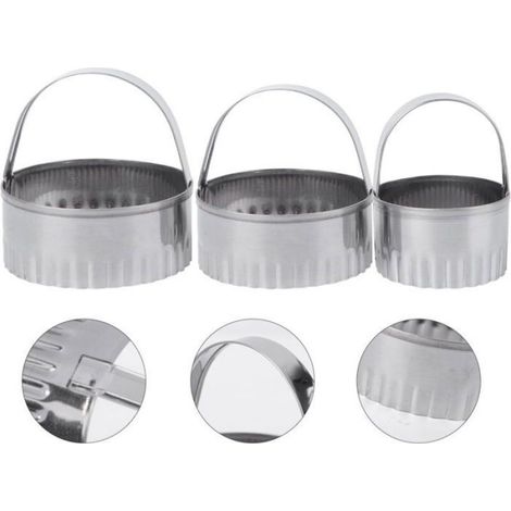 Emporte-pieces Ronds - Acier Inoxydable - Pour Pate A Patissiere - Lot De 3 Tailles - 5 6 Cm 6 5 Cm 8 Cm (1/5)