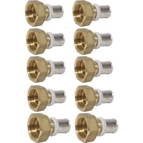 Lot de 10 raccords multicouche à sertir femelle écrou libre (20/27) 3/4" - Ø16x2,0-MULTIPEX (1/3)