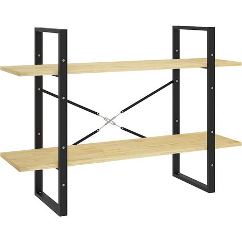 Étagère de Rangement Bibliothèque à 2 niveaux, Montage facile, 100x30x70 cm Bois de pin massif OIB3264E (1/5)