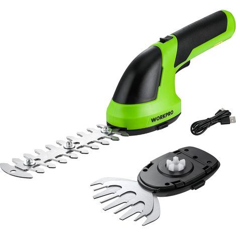 1 Cisaille Sculpte-Haie, 2 Lames, Batterie 7,2V, Coupe 10cm/15cm, Jardin
