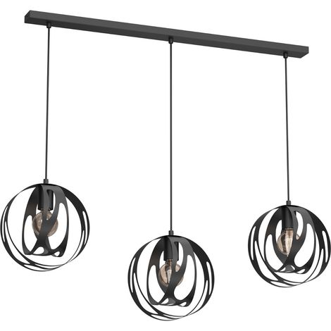 Suspension Luminex Agava noire métal 3 boules 3xE27