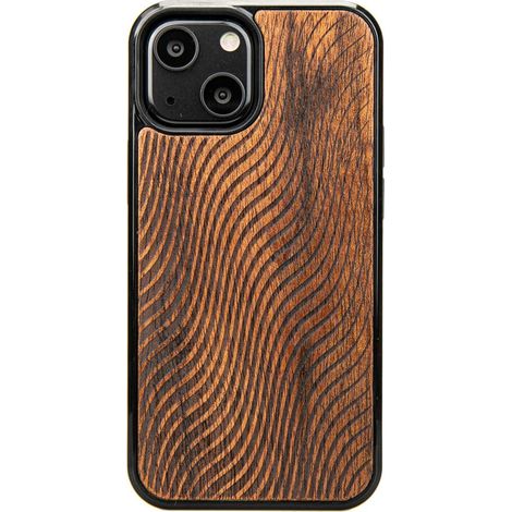 Holzhülle für iPhone 13 Mini Merbau Wellen (1/3)