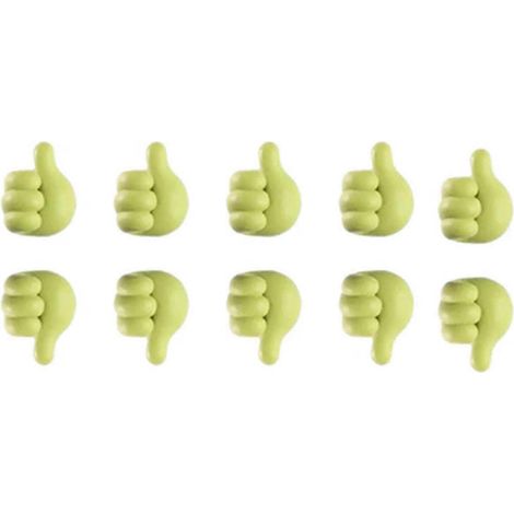 Lot de 10 pinces multifonctionnelles adhésives pour câblesen forme de poucepour ranger clés et fils (vert). (1/4)