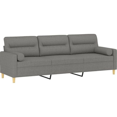 Divano a 3 Posti con Cuscini Grigio Scuro 210 cm in Tessuto vidaXL (1/4)