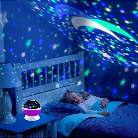 Veilleuse Enfant Etoile-Projection Rotation à 360° Lampe-KT04 - Bleu - Enfant (1/4)