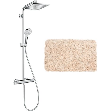 Hansgrohe Colonne de douche Crometta E 240 EcoSmart + cadeau gratuit tapis de salle de bain, beige (27281000-2BE) (1/5)