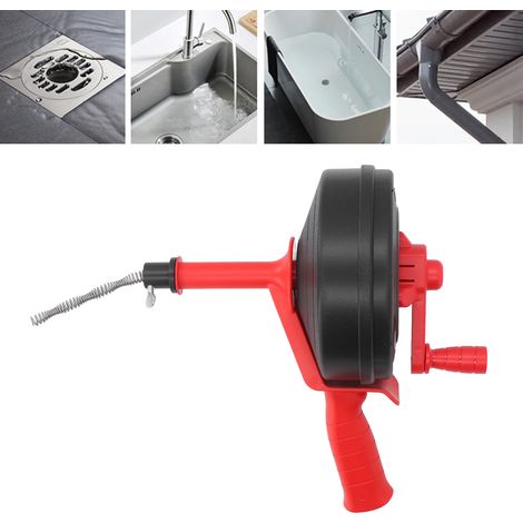 Espiral de acero al manganeso para desatascar desagües 65 – Herramienta multifuncional para la limpieza de desagües en cocinas y baños – Roja, 5 m / 16,4 pies (1/5)