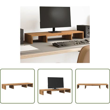 Support écran bois - Support de moniteur élévateur réglable chêne artisanal (1/5)