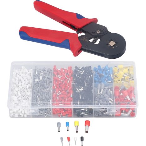 Kit de sertissage de 1800 pièces pour embouts de câble AWG 23-7 : pince à sertir portable avec embouts. (1/5)
