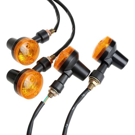 4PCS Mini Motorcycle Turn Signal Indicator Light Lamp Bulb 12V Universal Black