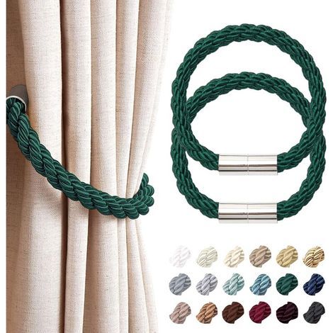 Set mit 2 magnetischen Raffhaltern, modernes und schlichtes Design, praktische, dekorative Raffhalter aus geflochtenem Seil für dünne oder dicke Vorhänge, für Fenster in Wohn- und Büroräumen (1/5)
