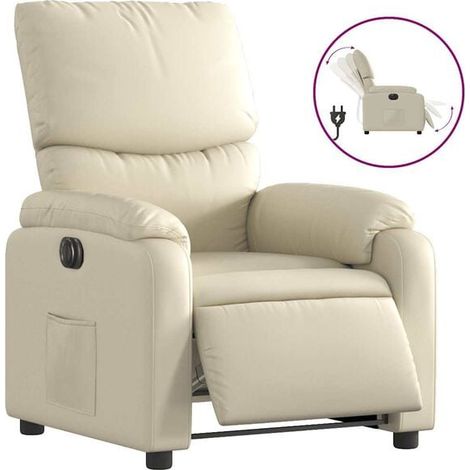 Fauteuil inclinable électrique en similicuir beige (1/5)