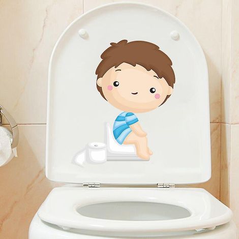 2pcs Autocollants Petit Garon Accroupi Dans Les Toilettesa, Sticker Mural Drle Pour Wc, Salle De Bain, Cuisine, Pvc (1/5)