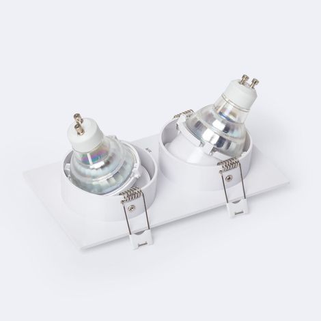 Collerette Downlight Carré Blanche pour deux Ampoules LED GU10 / GU5.3 Taille 75x155 mm Blanc