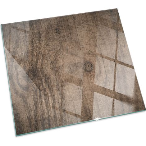 Plaque de sol pour cheminée ou poêle en verre trempé avec impression Motif de bois naturel Carrée 50x50 cm (1/5)