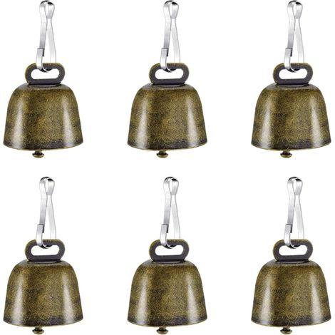 6 cloches vache métal + crochets – anti-perte vaches/moutons – animaux, décorations, pendentifs (1/4)
