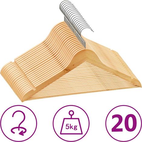 vidaXL Juego de perchas para ropa 20 uds antideslizantes madera dura (1/5)